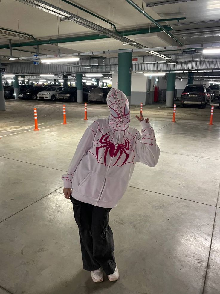 White Full Zip Spider-Man Hoodie