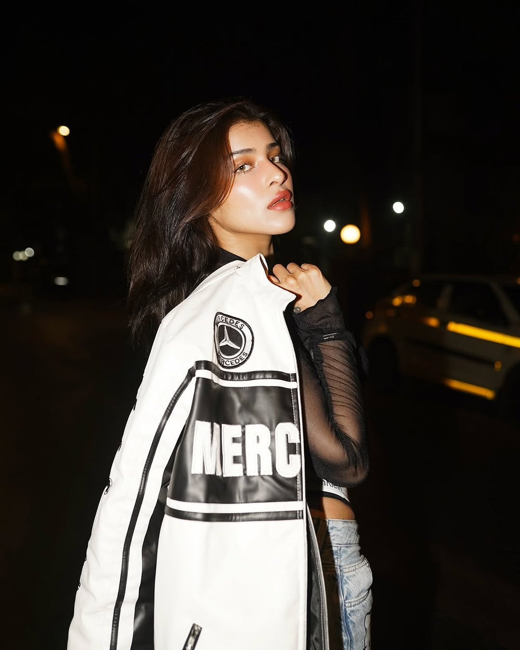 Mercedes Racing Leather Jacket – Classic Formula 1 Style (Embroidered)