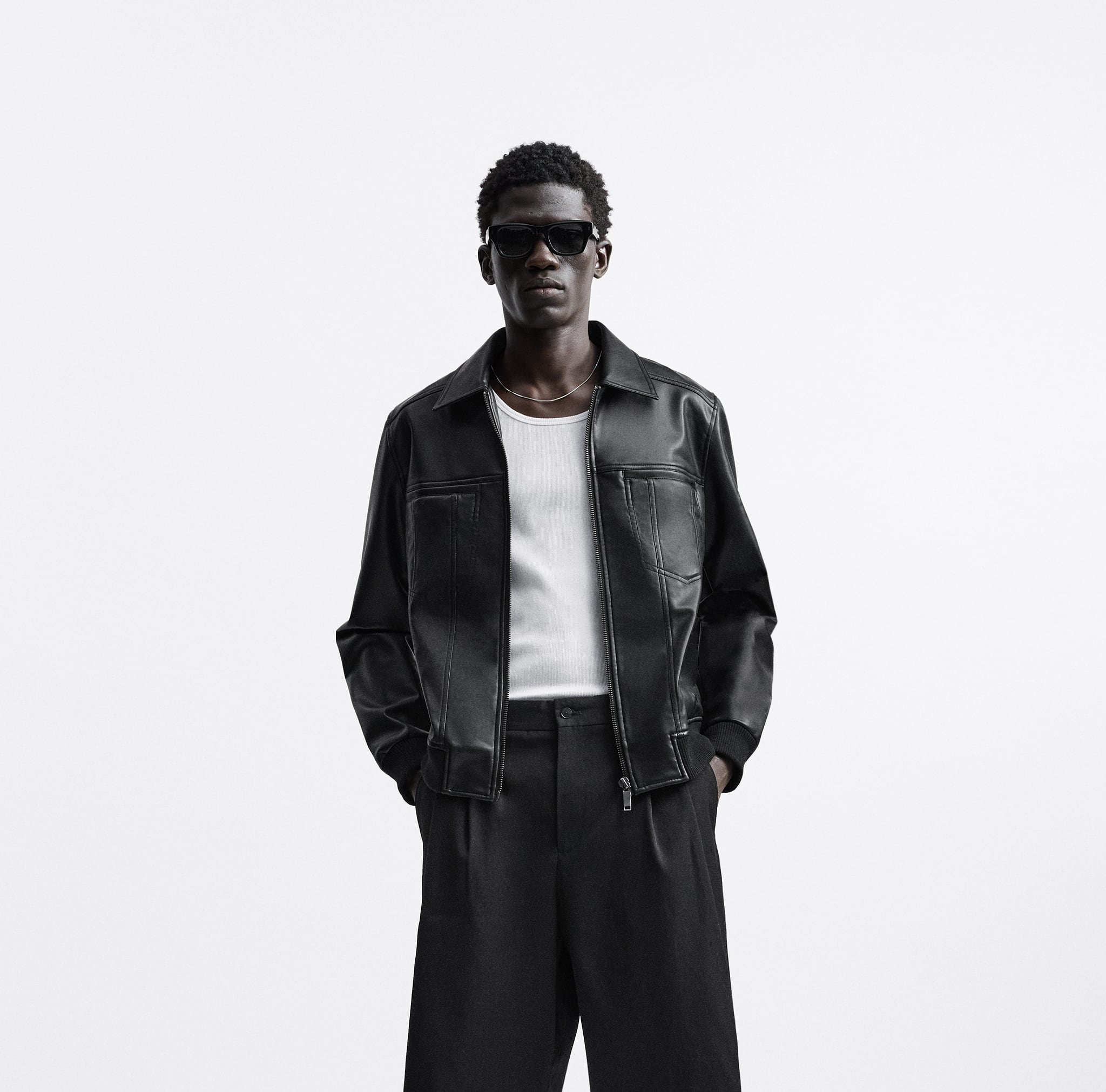 Black Foundry Classic Black Leather Zip Jacket