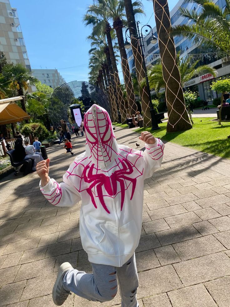 White Full Zip Spider-Man Hoodie