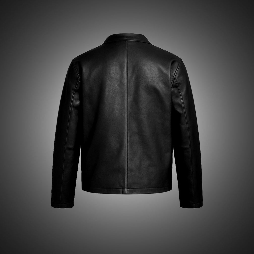 Premium Black Leather Zip-Front Jacket