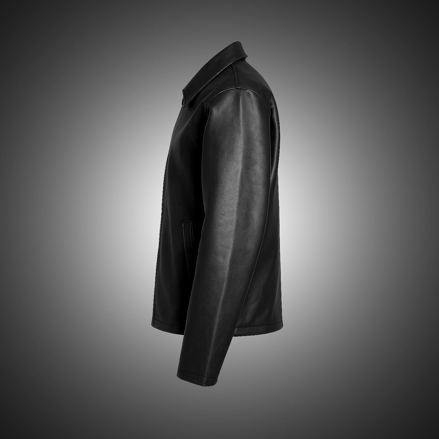 Premium Black Leather Zip-Front Jacket