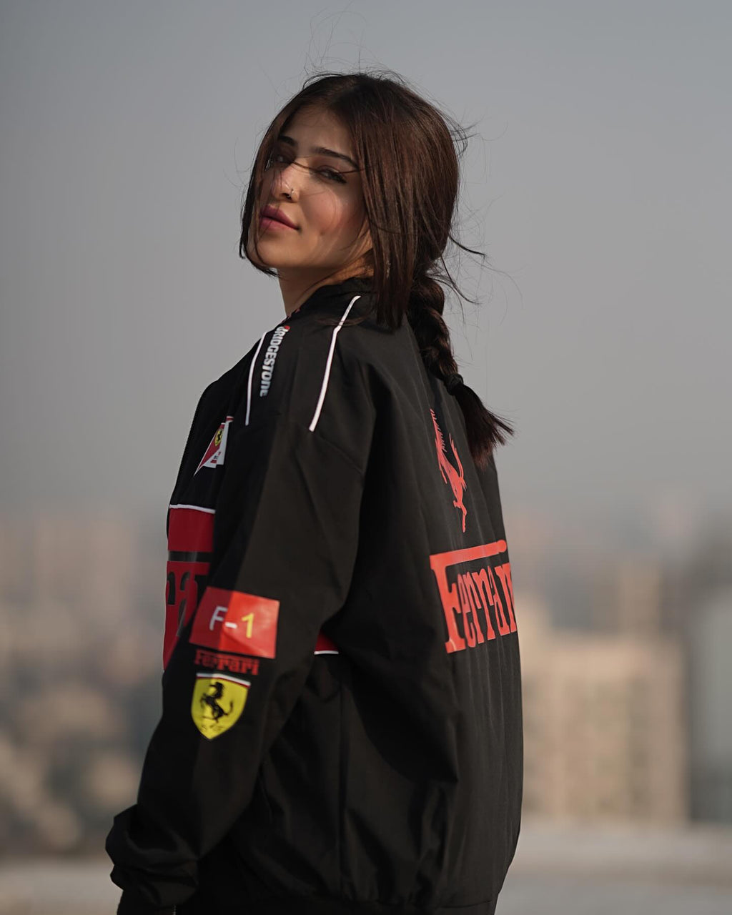 Ferrari Black Printed Jacket – Motorsport Streetwear Edition