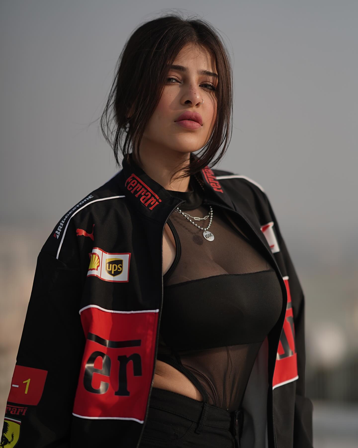 Ferrari Black Printed Jacket – Motorsport Streetwear Edition