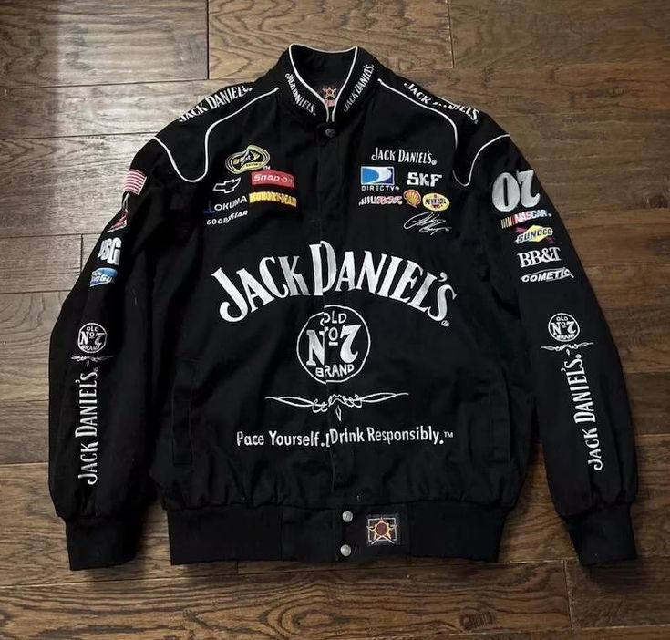 Jack Daniel’s Black Printed Jacket – Classic Whiskey Streetwear