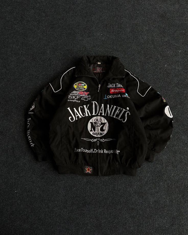 Jack Daniel’s Black Printed Jacket – Classic Whiskey Streetwear