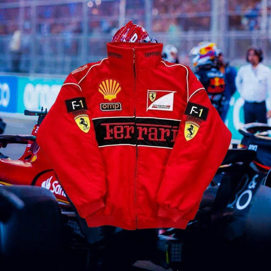 Ferrari-Inspired Embroidered Racing Jacket – Iconic F1 Streetwear