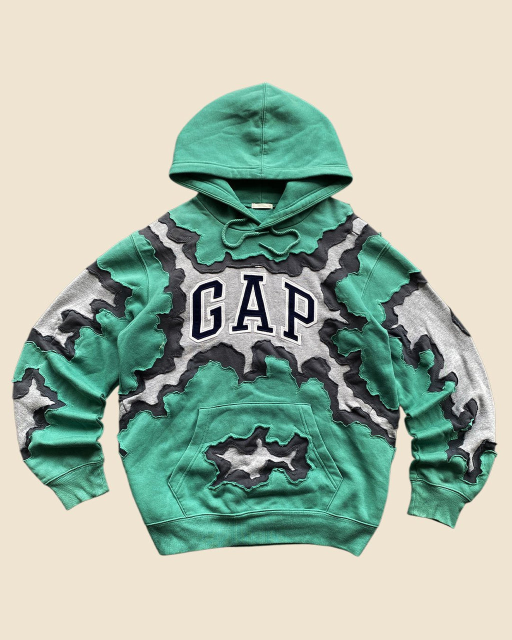 Upcycled GAP Hoodie – One-of-a-Kind Patchwork Streetwear