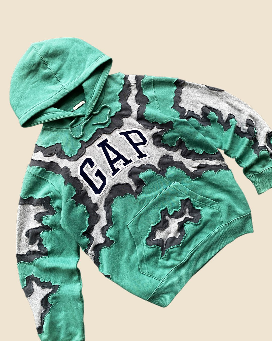 Upcycled GAP Hoodie – One-of-a-Kind Patchwork Streetwear