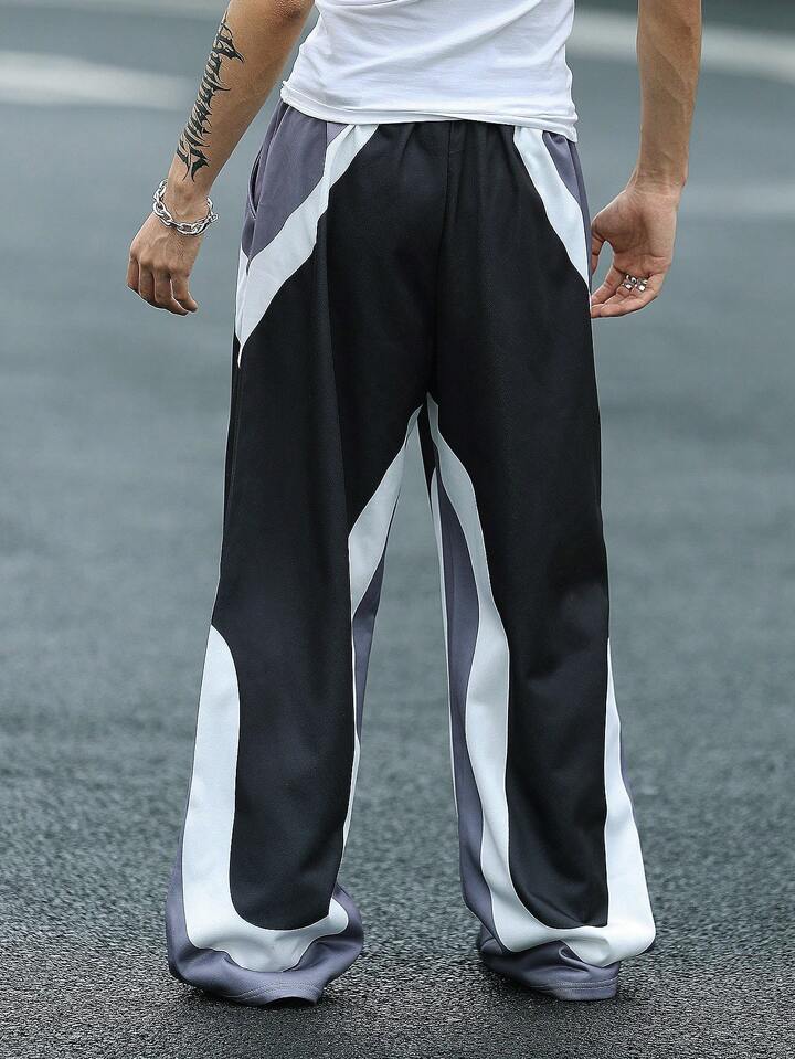 Uibok Abstract Flow Wide-Leg Sweatpants – Black & White