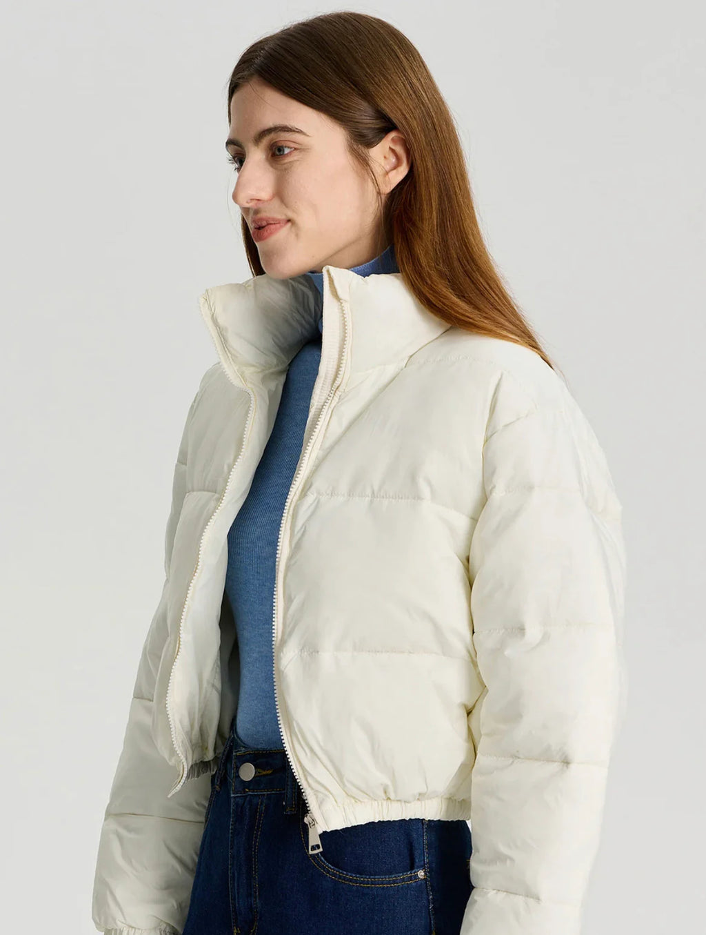 Women's black, white, blush, bloom, puffer jacket