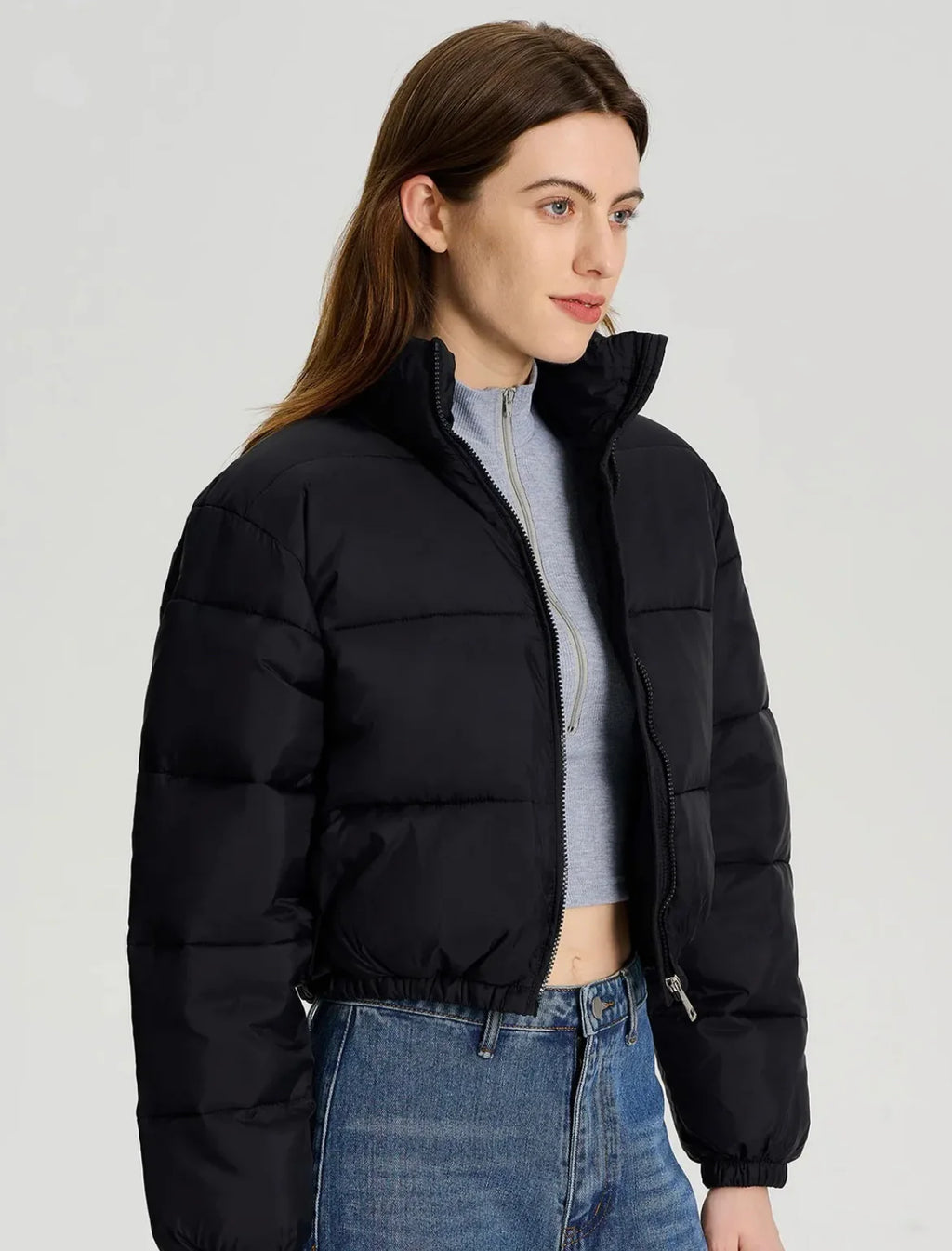Women's black, white, blush, bloom, puffer jacket