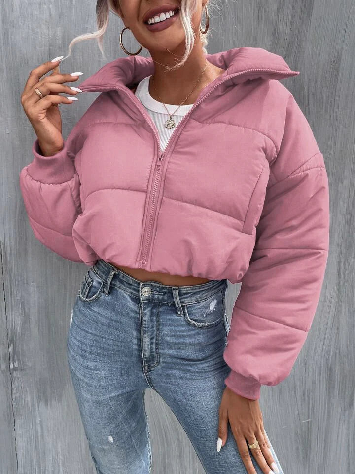 Women's black, white, blush, bloom, puffer jacket