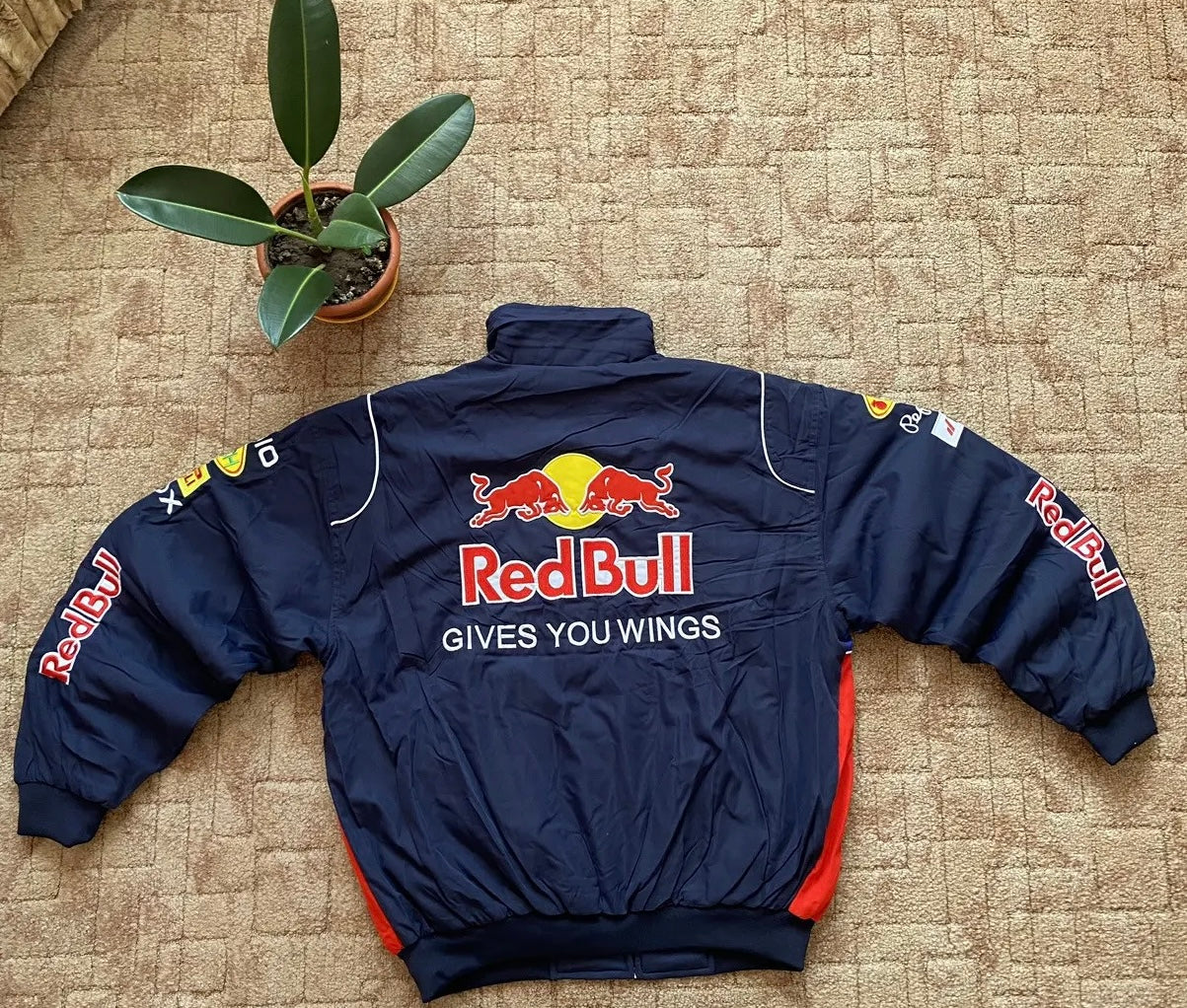 Red Bull Vintage Embroidered Jacket | Classic Motorsport Apparel (Embroidered)