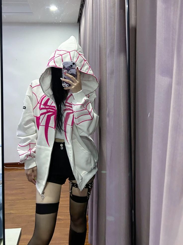 White Full Zip Spider-Man Hoodie