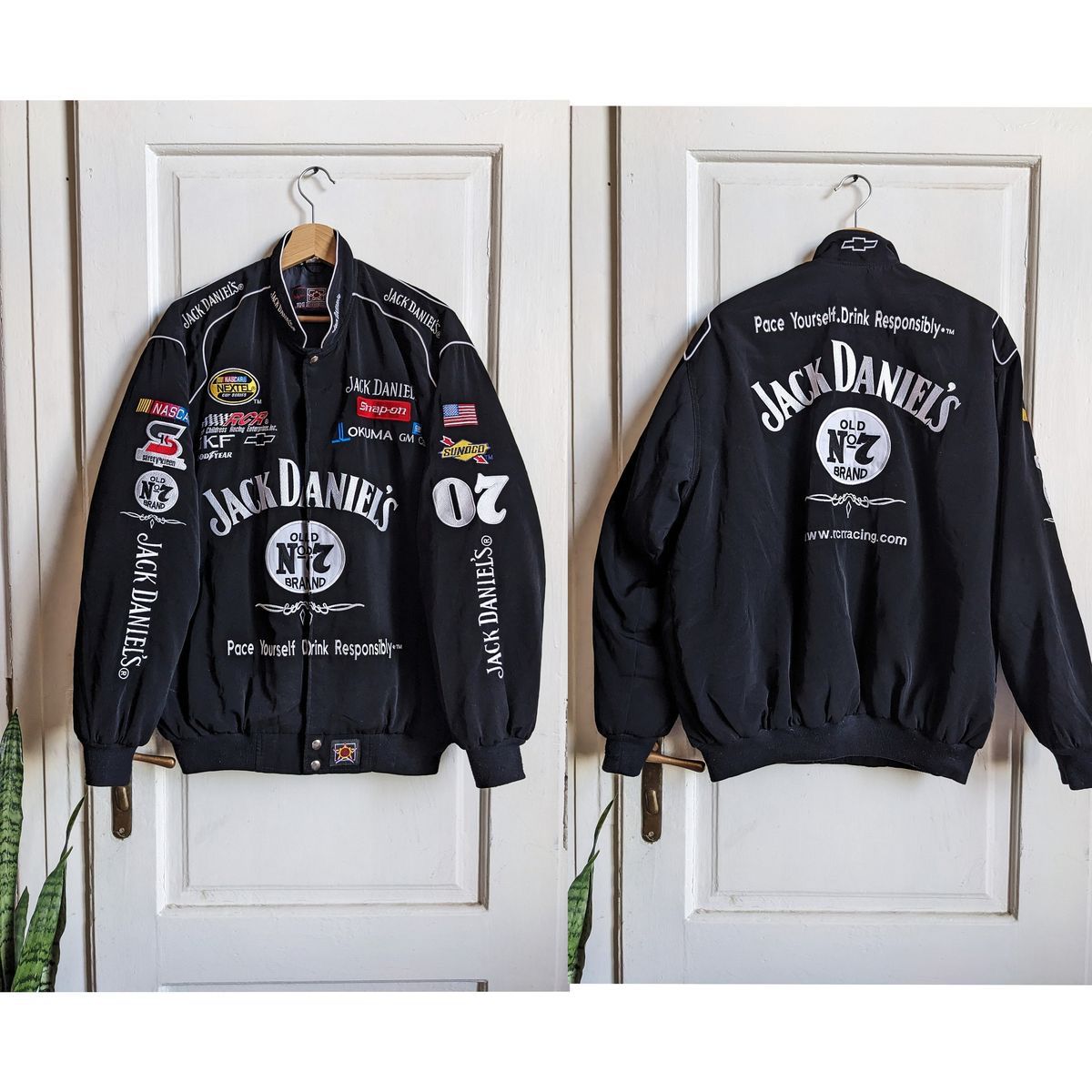 Jack Daniel's Racing Jacket for Men | Embroidered NASCAR Bomber Jacket | Black Streetwear Racing Jacket India | Winter Outerwear