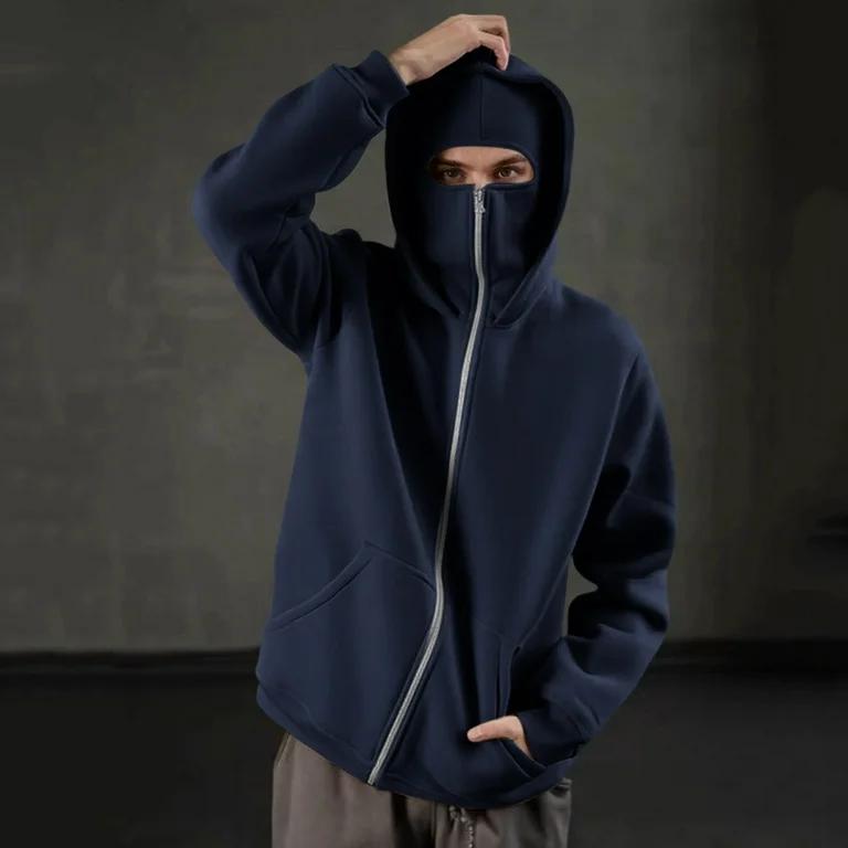 Navy Blue Red Ultimate Balaclava Hoodie | Stylish & Functional All Weather Essential