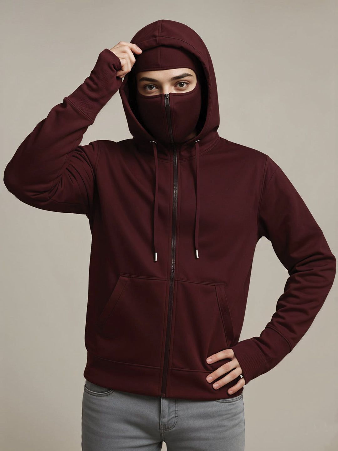 Ultimate Balaclava Hoodie | Stylish & Functional All Weather Essential Maroon