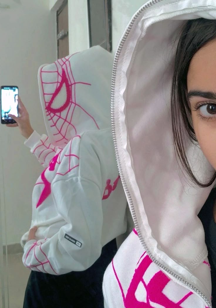 White Full Zip Spider-Man Hoodie
